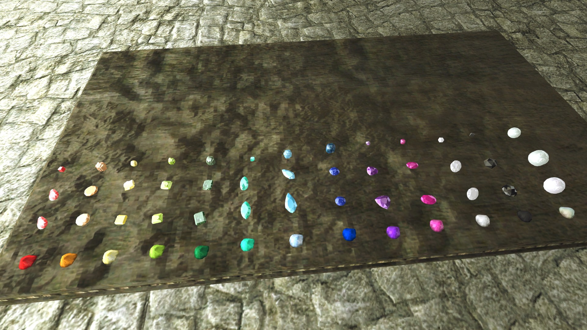 Display of all new gems and vanilla gems, as well as the corresponding dust